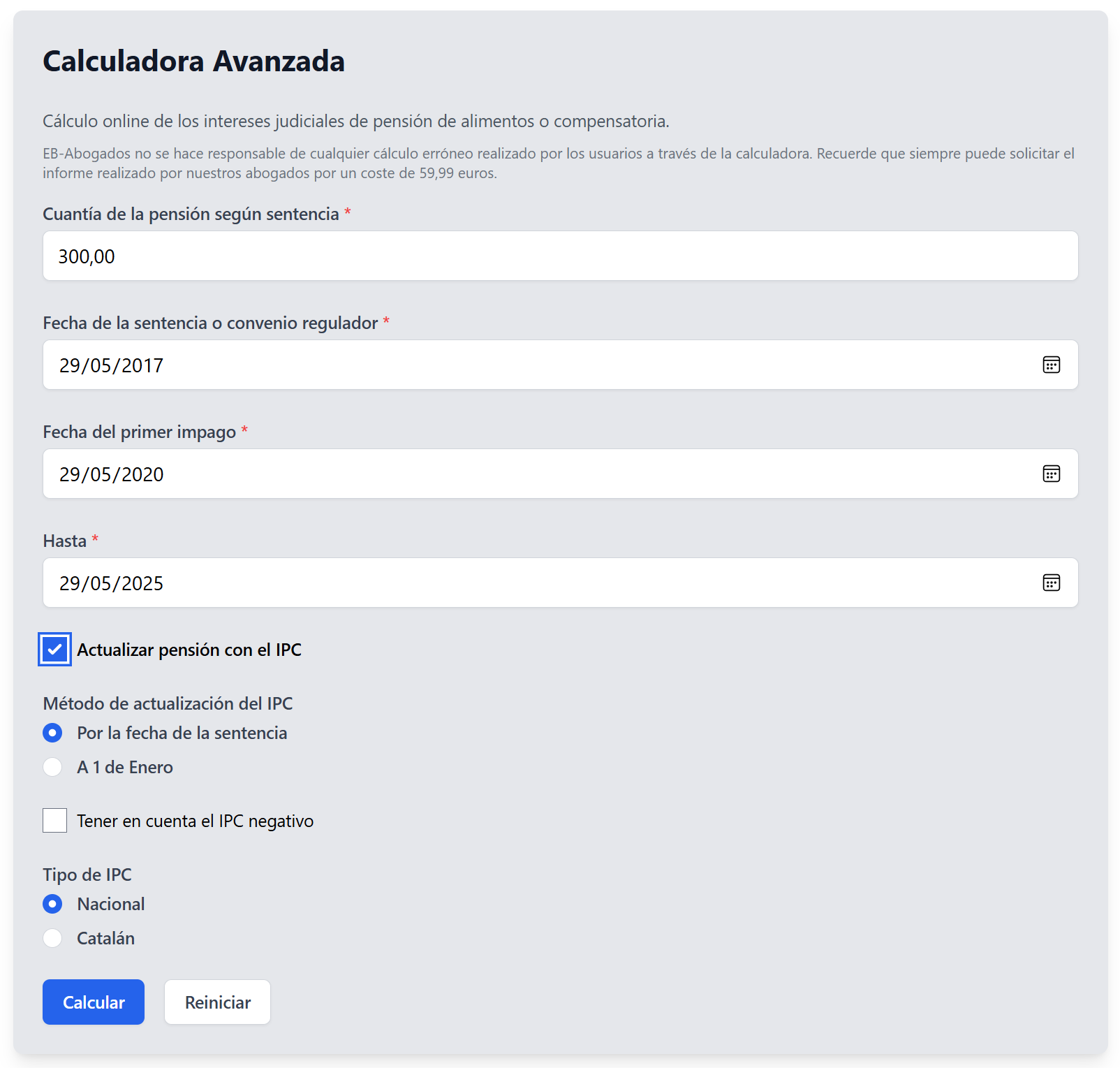 Interfaz de la Calculadora Avanzada